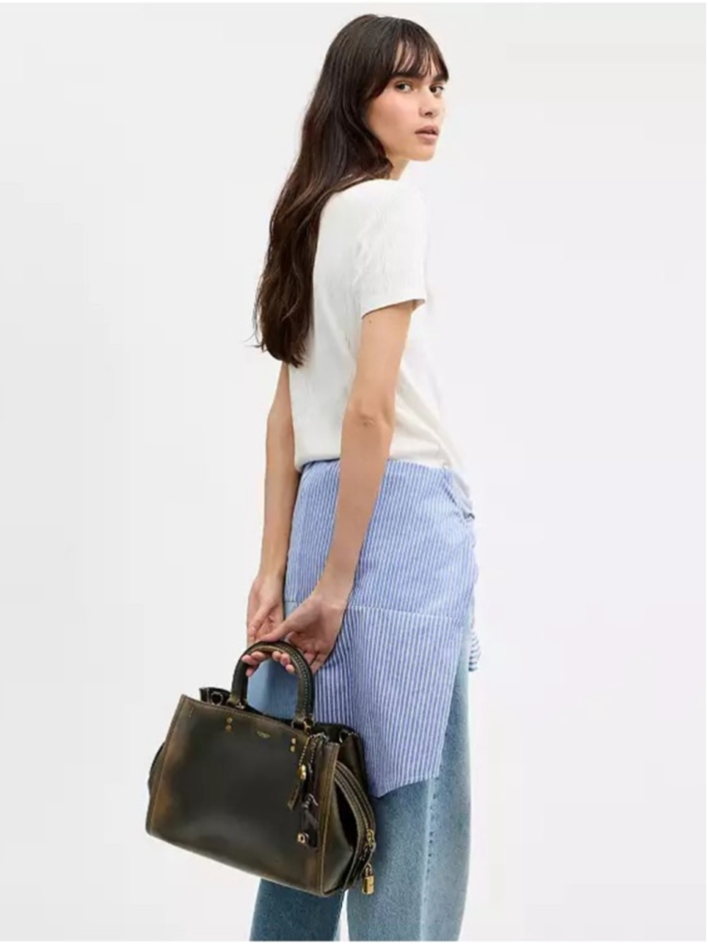 NEW Coach Rogue 31 CEN42 Green Loved Leather Full Grain Shoulder Crossbody Bag N - Picture 9 of 16
